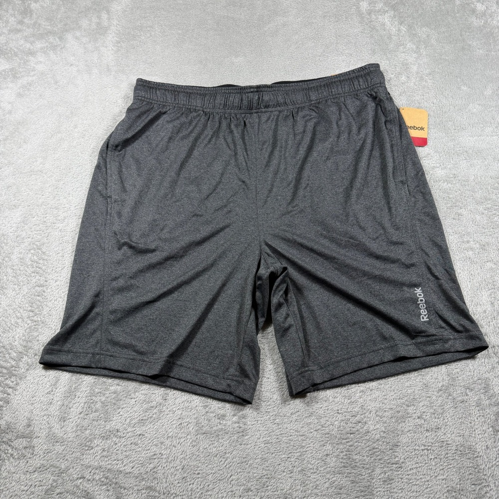 Reebok Fireball Shorts Mens XL Charcoal Heather Gray Slim Fit Athletic Gym NWT